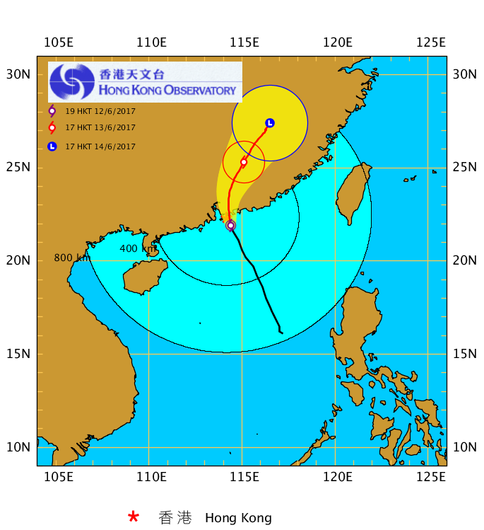 香港天文台预测路径图 香港天文台预测路径图