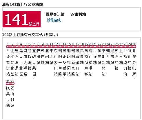 汕头公交141路 汕头公交141路