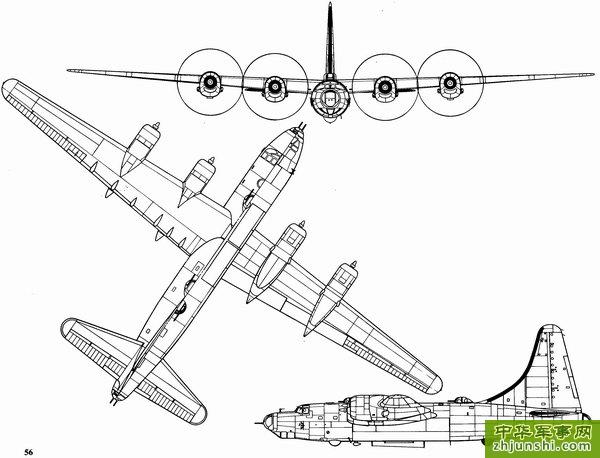联合B-32“统治者”轰炸机三视图 联合B-32“统治者”轰炸机三视图