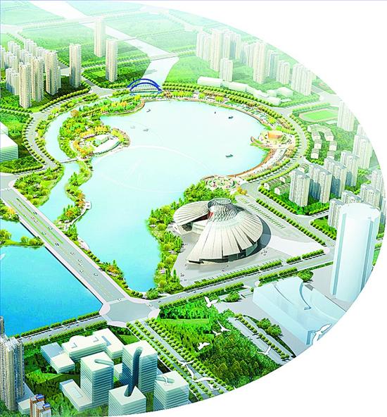 东湖与关汉卿大剧院鸟瞰图 东湖与关汉卿大剧院鸟瞰图