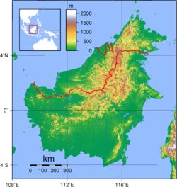 加里曼丹岛地形图 加里曼丹岛地形图