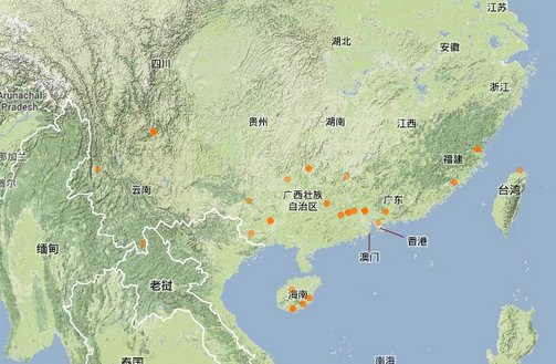 黄槐分布图 黄槐分布图