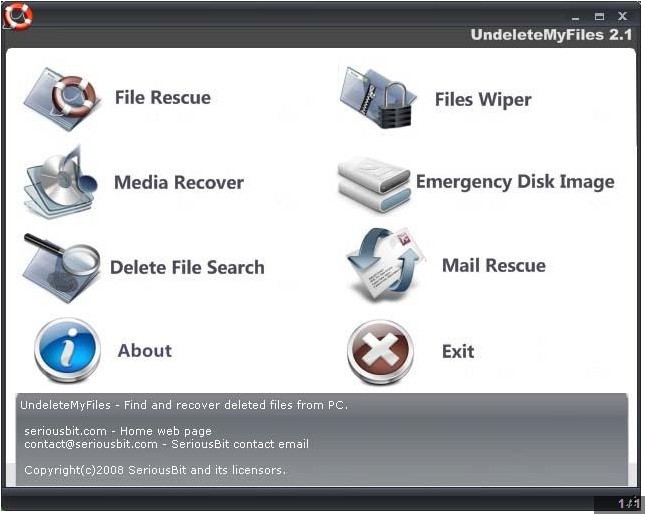 UndeleteMyFiles 2.10操作界面 UndeleteMyFiles 2.10操作界面