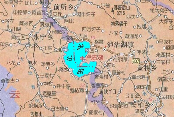 泸沽湖地理位置示意图 泸沽湖地理位置示意图