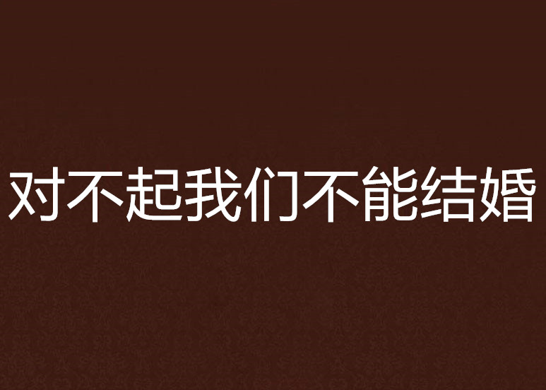 对不起我们不能结婚 对不起我们不能结婚