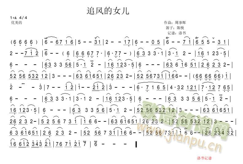 追风的女儿 曲谱 追风的女儿 曲谱