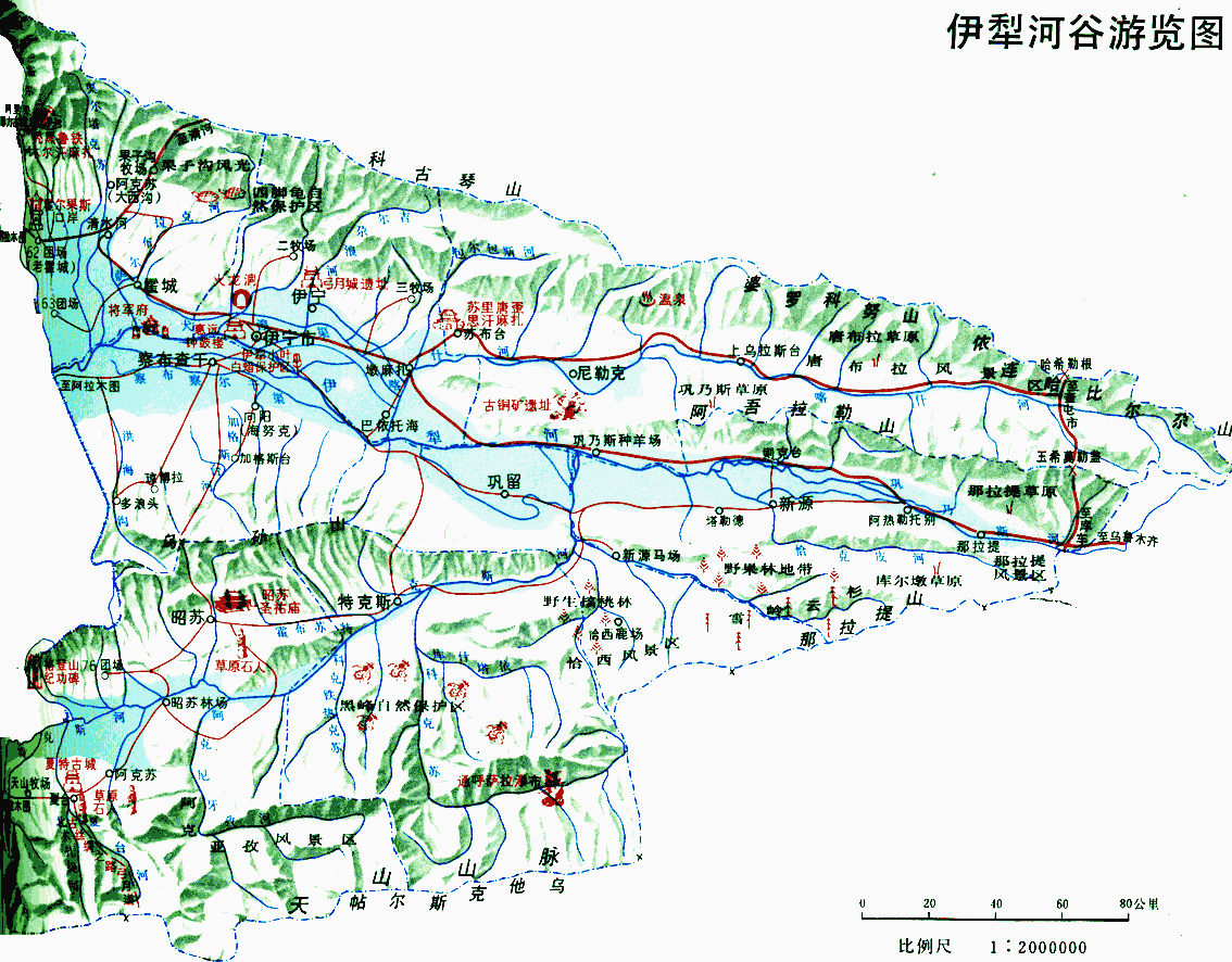 伊犁河谷游览图 伊犁河谷游览图