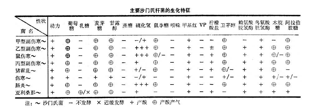 沙门氏菌属的生化特徵 沙门氏菌属的生化特徵