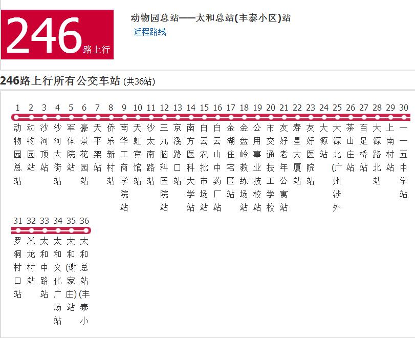 广州公交246路 广州公交246路