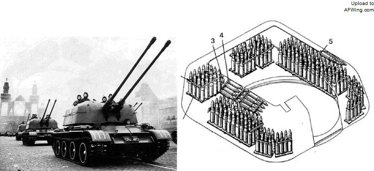 ZSU-57-2 的炮塔弹药布置 ZSU-57-2 的炮塔弹药布置
