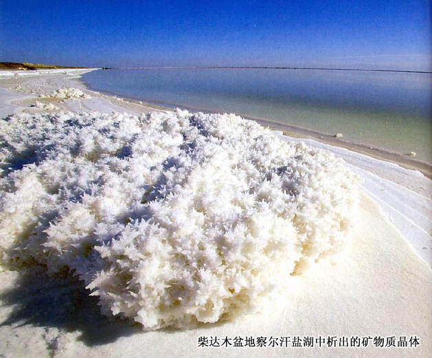 柴达木盆地察尔汗湖中析出的矿物质晶体 柴达木盆地察尔汗湖中析出的矿物质晶体