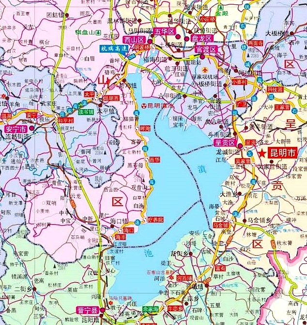 滇池地理位置及境域 滇池地理位置及境域