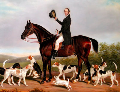 约翰罗素牧师与猎犬油画(其中有一只他所培育的梗犬) 约翰罗素牧师与猎犬油画(其中有一只他所培育的梗犬)