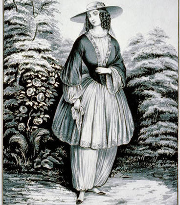 1850年代的女裤,也叫”灯笼裤“(Bloomer) 1850年代的女裤,也叫”灯笼裤“(Bloomer)