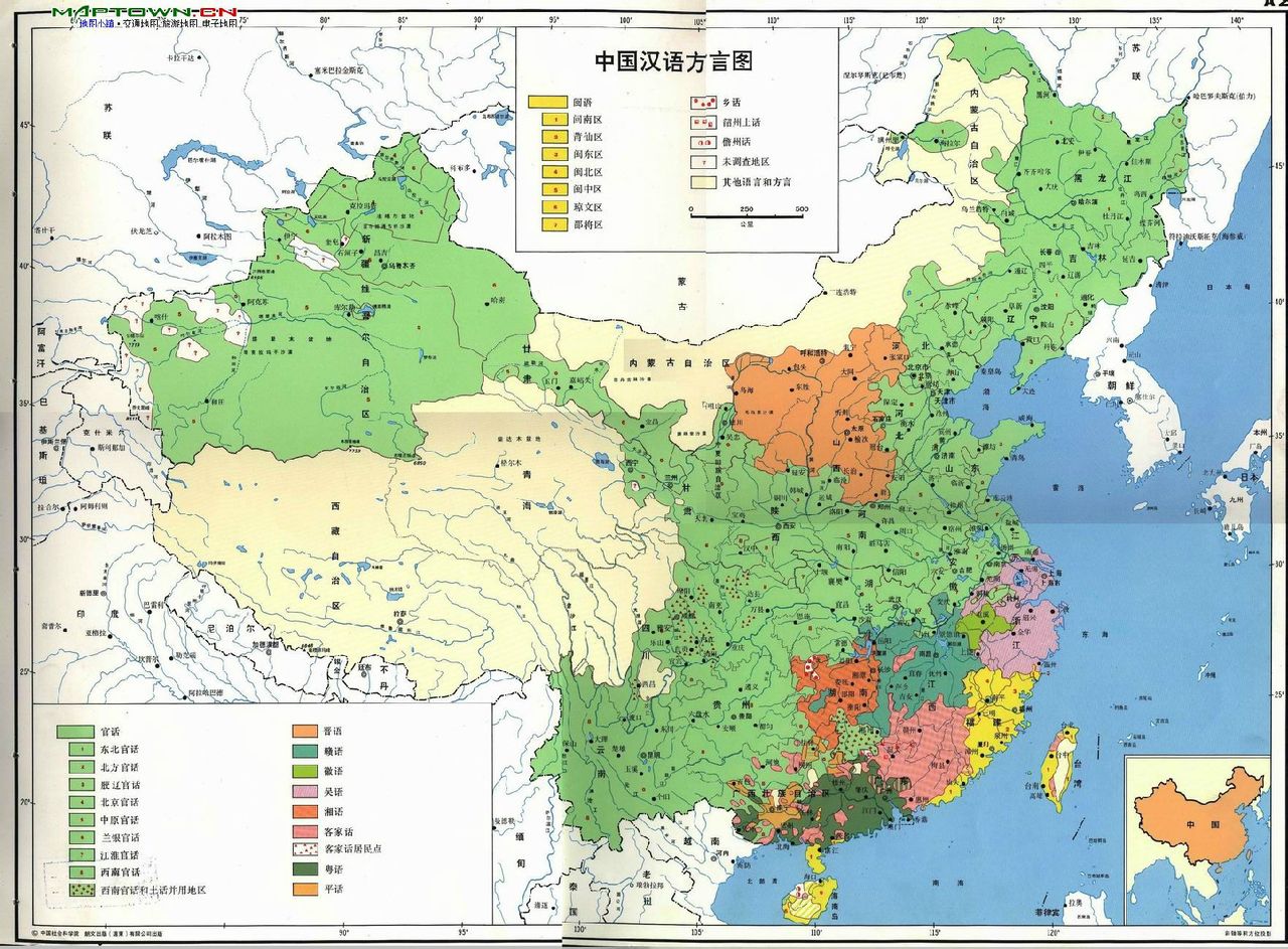 中国方言分布图 中国方言分布图