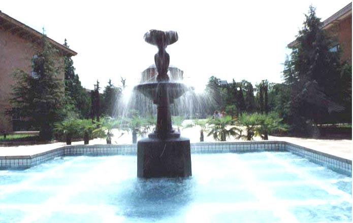 清华大学图书馆喷泉 清华大学图书馆喷泉