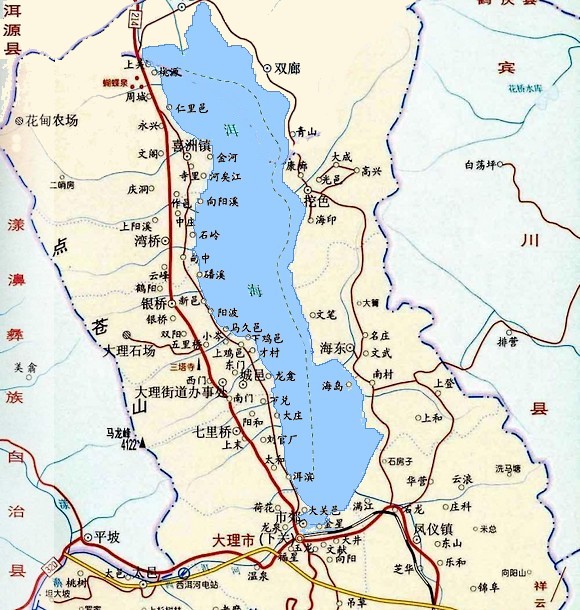 洱海湖体位置境域 洱海湖体位置境域