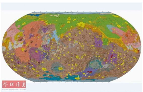 火星地图:地质活动一直很活跃 火星地图:地质活动一直很活跃