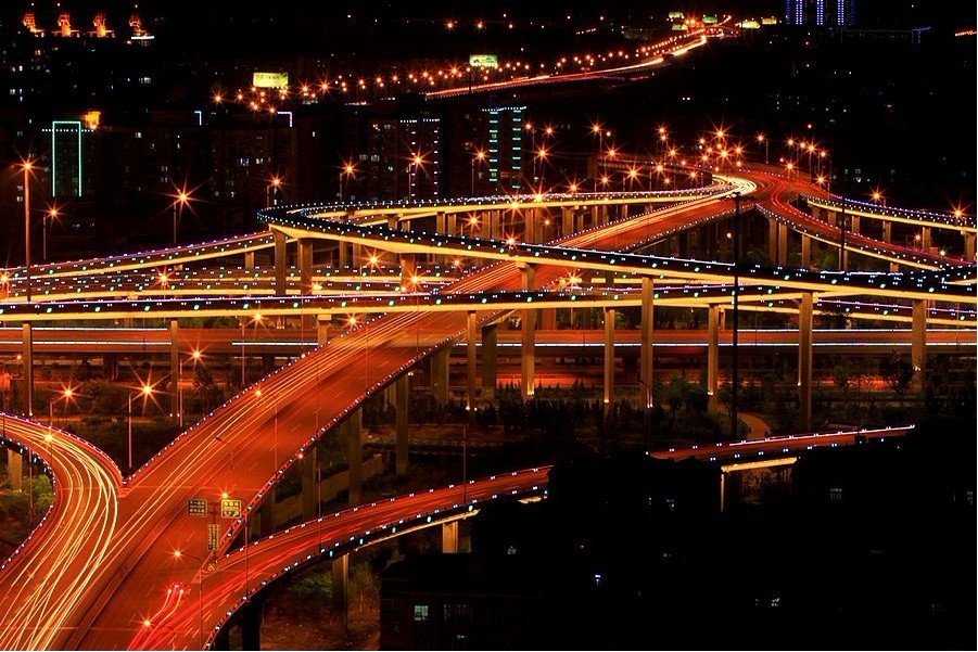 济南市北园立交桥夜景 济南市北园立交桥夜景