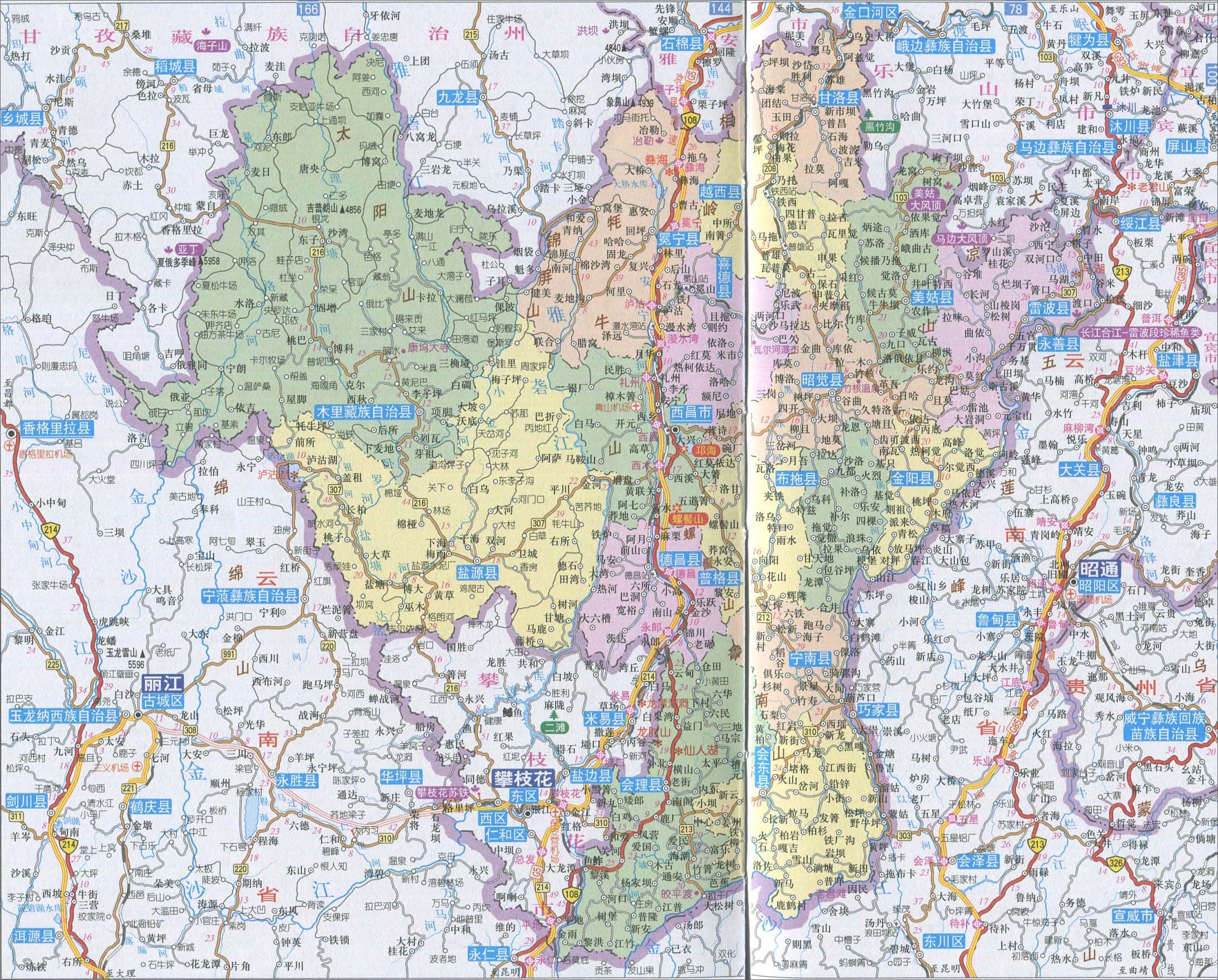 凉山彝族自治州地图 凉山彝族自治州地图