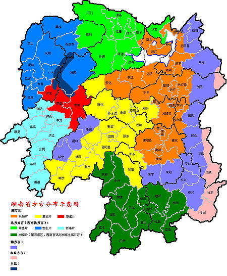 湖南方言分布图 湖南方言分布图