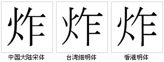 “炸”字形对比 “炸”字形对比