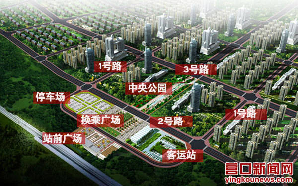 营口东站广场综合体功能分区示意 营口东站广场综合体功能分区示意