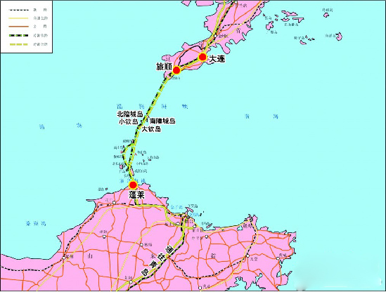 渤海海峡跨海通道示意图 渤海海峡跨海通道示意图