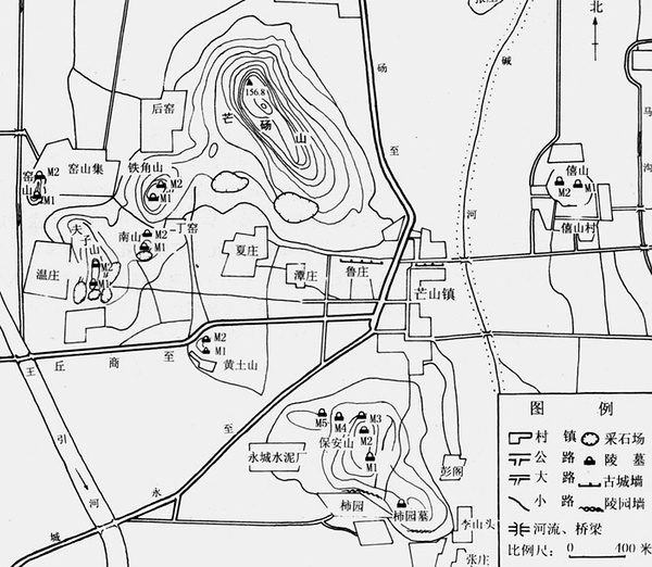 芒砀山西汉梁王陵墓分布图 芒砀山西汉梁王陵墓分布图