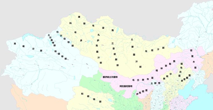 清朝时期蒙古各部盟图 清朝时期蒙古各部盟图