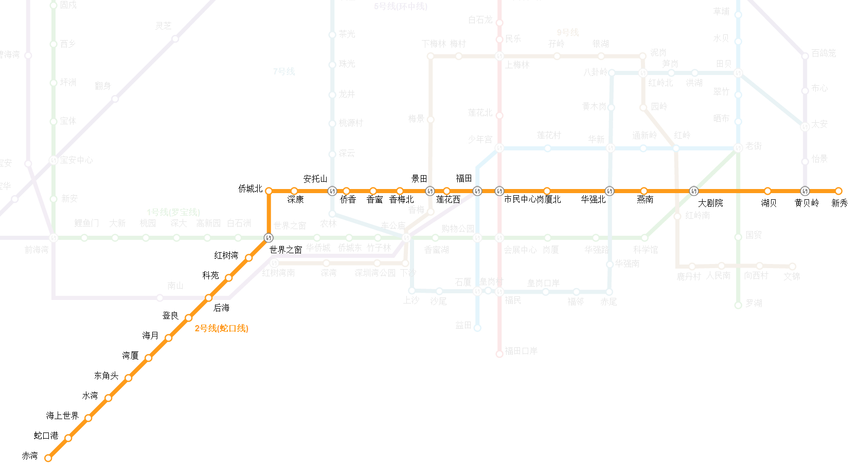 深圳捷运2号线线路图 深圳捷运2号线线路图